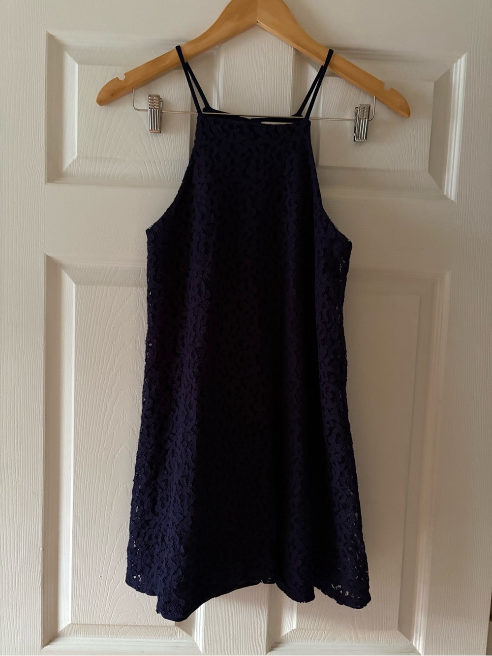 Lace Halter Mini Dress in Navy - Women